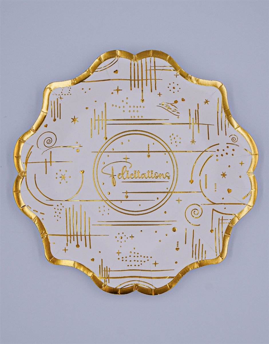 Assiette doré imprimé à chaud