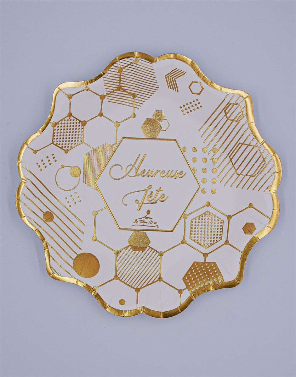 Assiette doré imprimé à chaud