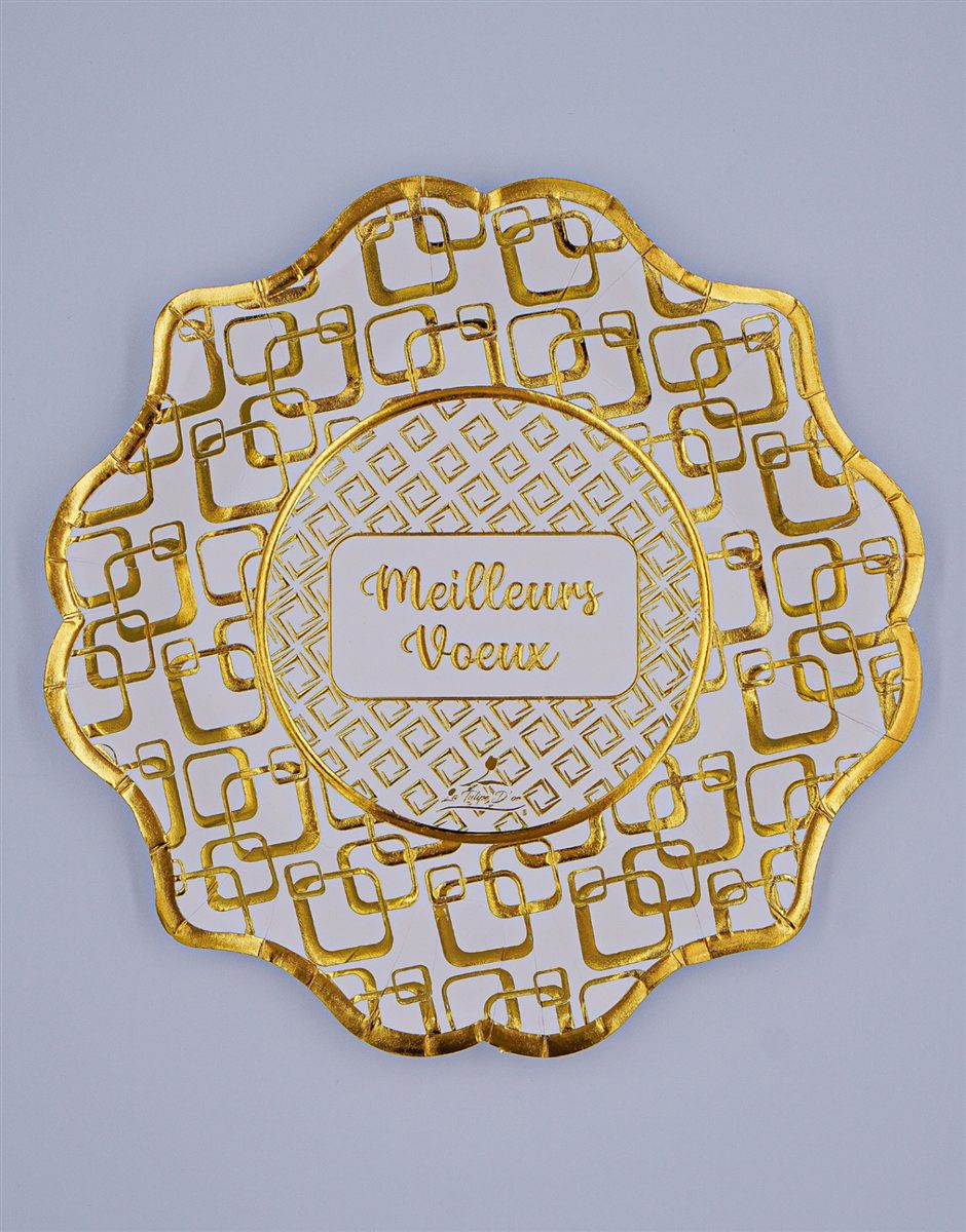 Assiette doré imprimé à chaud