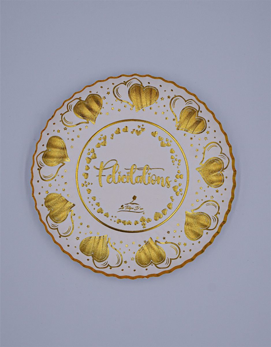Assiette doré imprimé à chaud