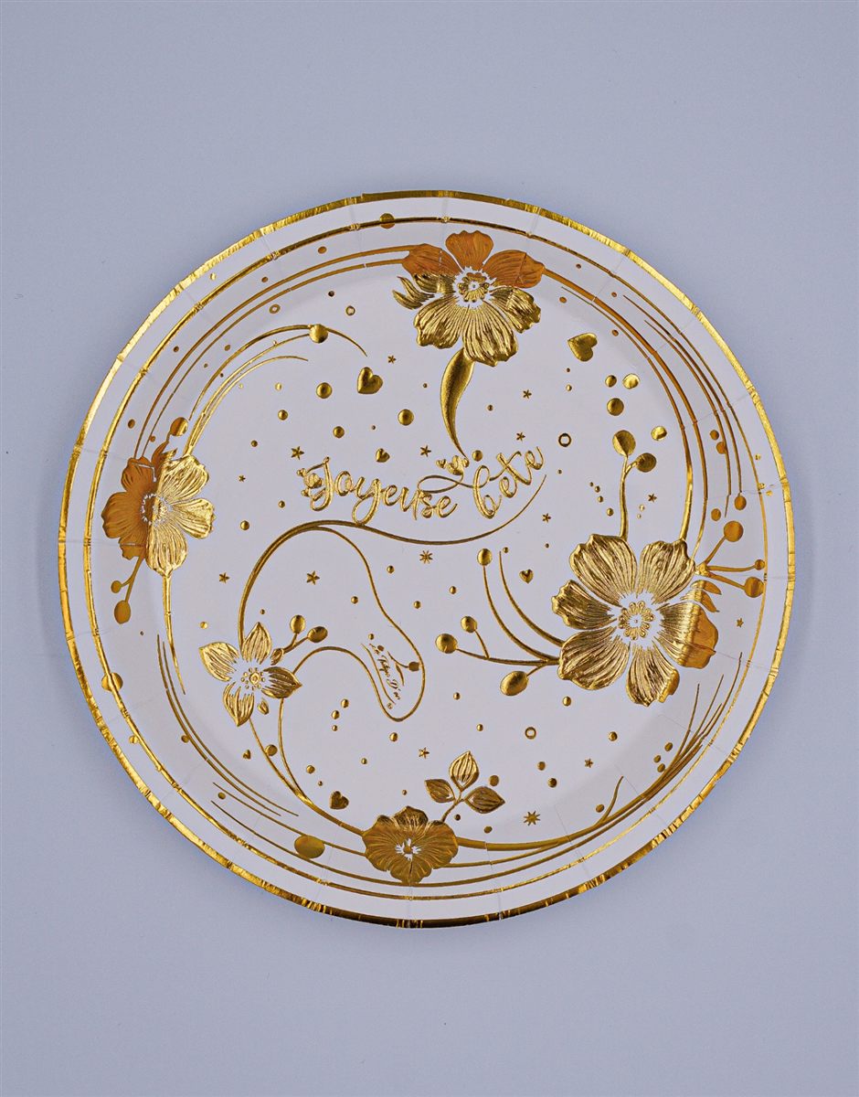 Assiette doré imprimé à chaud