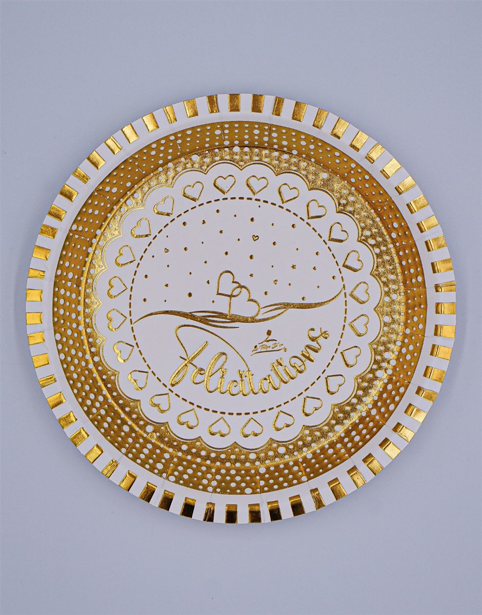 Assiette doré imprimé à chaud